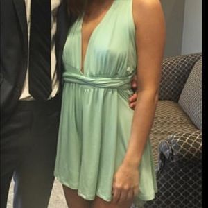 Green tie around silky romper!